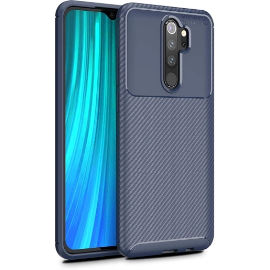 Xiaomi Redmi Note 8 Pro Kılıf Silikon Parmak İzi Bırakmayan Karbon Soft Negro Kapak - Lacivert