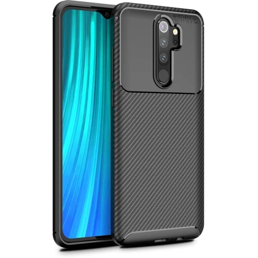 Xiaomi Redmi Note 8 Pro Kılıf Silikon Parmak İzi Bırakmayan Karbon Soft Negro Kapak - Siyah