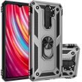 Xiaomi Redmi Note 8 Pro Kılıf Silikon Zırhlı Standlı Yüzüklü Mıknatıslı Tank Kapak - Gri