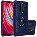 Xiaomi Redmi Note 8 Pro Kılıf Silikon Zırhlı Standlı Yüzüklü Mıknatıslı Tank Kapak - Lacivert