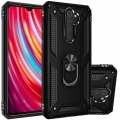 Xiaomi Redmi Note 8 Pro Kılıf Silikon Zırhlı Standlı Yüzüklü Mıknatıslı Tank Kapak - Siyah