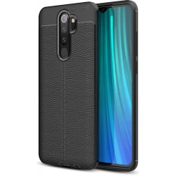 Xiaomi Redmi Note 8 Pro Kılıf Deri Görünümlü Lüks Parmak İzi Bırakmaz Niss Silikon Kapak - Siyah