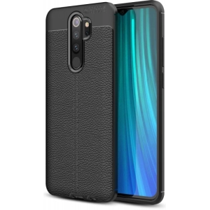 Xiaomi Redmi Note 8 Pro Kılıf Deri Görünümlü Lüks Parmak İzi Bırakmaz Niss Silikon Kapak - Siyah