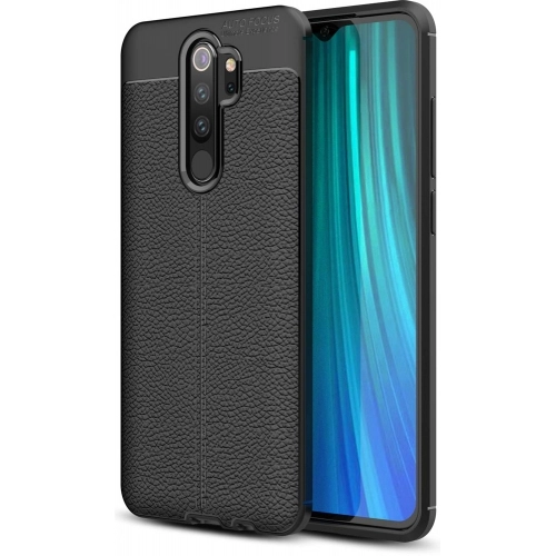 Xiaomi Redmi Note 8 Pro Kılıf Deri Görünümlü Lüks Parmak İzi Bırakmaz Niss Silikon Kapak - Siyah