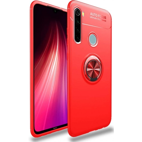 Xiaomi Redmi Note 8T Kılıf Renkli Silikon Yüzüklü Standlı Auto Focus Ravel Kapak - Kırmızı
