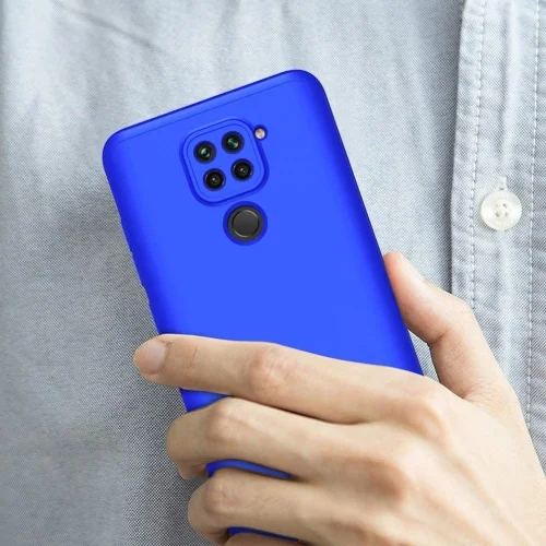 Xiaomi Redmi Note 9 Kılıf 3 Parçalı 360 Tam Korumalı Rubber AYS Kapak - Mavi