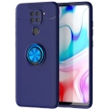 Xiaomi Redmi Note 9 Kılıf Renkli Silikon Yüzüklü Standlı Auto Focus Ravel Kapak - Lacivert