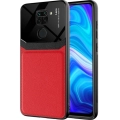 Xiaomi Redmi Note 9 Kılıf Deri Görünümlü Emiks Kapak - Kırmızı