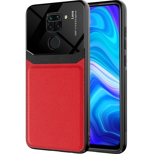 Xiaomi Redmi Note 9 Kılıf Deri Görünümlü Emiks Kapak - Kırmızı