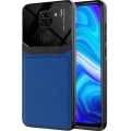 Xiaomi Redmi Note 9 Kılıf Deri Görünümlü Emiks Kapak - Mavi