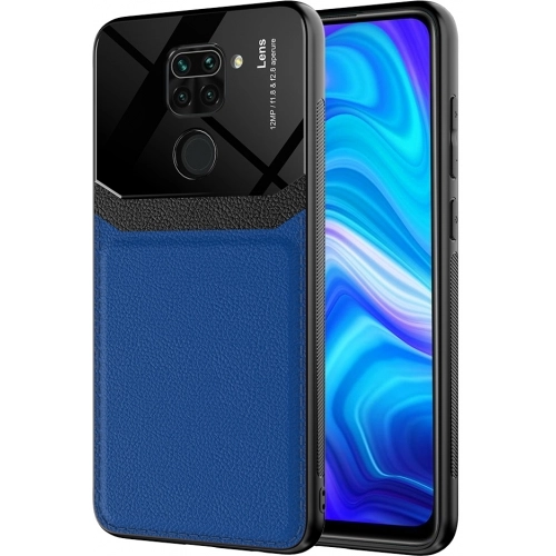 Xiaomi Redmi Note 9 Kılıf Deri Görünümlü Emiks Kapak - Mavi