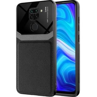 Xiaomi Redmi Note 9 Kılıf Deri Görünümlü Emiks Kapak - Siyah