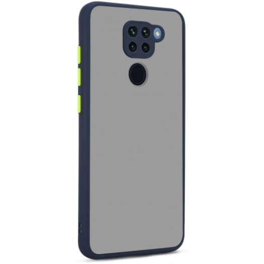 Xiaomi Redmi Note 9 Kılıf Kamera Korumalı Arkası Şeffaf Mat Silikon Kapak - Lacivert