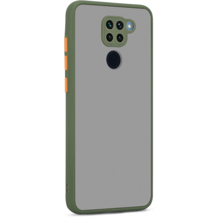 Xiaomi Redmi Note 9 Kılıf Kamera Korumalı Arkası Şeffaf Mat Silikon Kapak - Yeşil