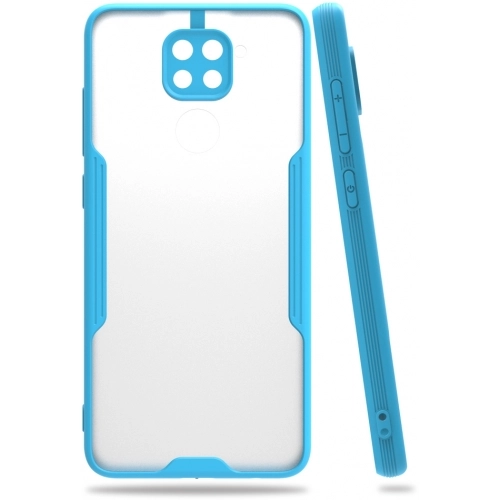 Xiaomi Redmi Note 9 Kılıf Renkli Silikon Kamera Lens Korumalı Şeffaf Parfe Kapak - Mavi