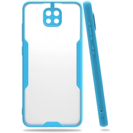 Xiaomi Redmi Note 9 Kılıf Renkli Silikon Kamera Lens Korumalı Şeffaf Parfe Kapak - Mavi