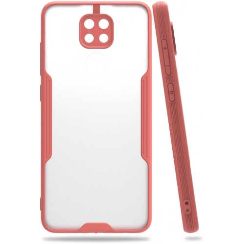 Xiaomi Redmi Note 9 Kılıf Renkli Silikon Kamera Lens Korumalı Şeffaf Parfe Kapak - Pembe