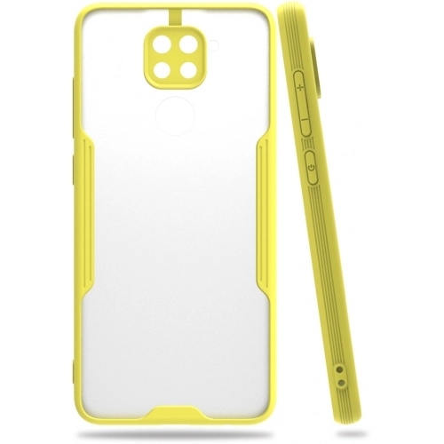 Xiaomi Redmi Note 9 Kılıf Renkli Silikon Kamera Lens Korumalı Şeffaf Parfe Kapak - Sarı