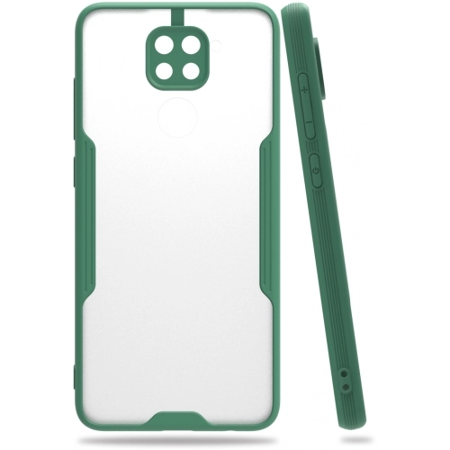 Xiaomi Redmi Note 9 Kılıf Renkli Silikon Kamera Lens Korumalı Şeffaf Parfe Kapak - Yeşil