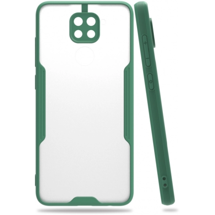Xiaomi Redmi Note 9 Kılıf Renkli Silikon Kamera Lens Korumalı Şeffaf Parfe Kapak - Yeşil