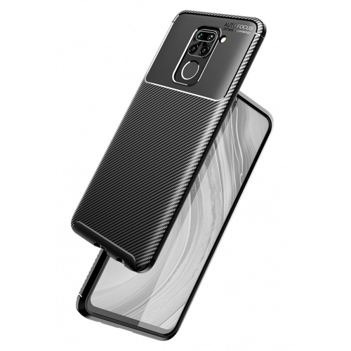 Xiaomi Redmi Note 9 Kılıf Silikon Parmak İzi Bırakmayan Karbon Soft Negro Kapak - Siyah