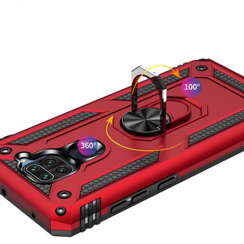 Xiaomi Redmi Note 9 Kılıf Silikon Zırhlı Standlı Yüzüklü Mıknatıslı Tank Kapak - Siyah