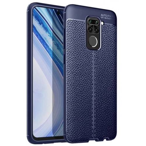 Xiaomi Redmi Note 9 Kılıf Deri Görünümlü Lüks Parmak İzi Bırakmaz Niss Silikon Kapak - Lacivert