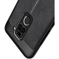 Xiaomi Redmi Note 9 Kılıf Deri Görünümlü Lüks Parmak İzi Bırakmaz Niss Silikon Kapak - Siyah