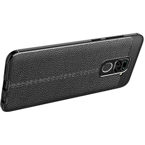 Xiaomi Redmi Note 9 Kılıf Deri Görünümlü Lüks Parmak İzi Bırakmaz Niss Silikon Kapak - Siyah