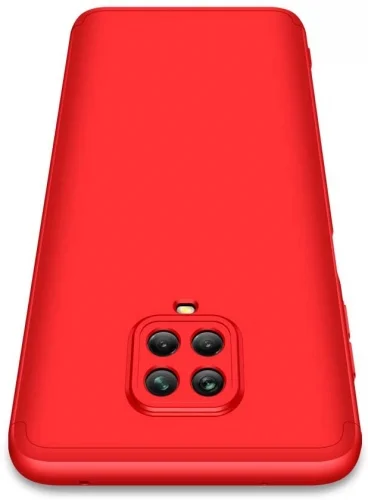Xiaomi Redmi Note 9 Pro Kılıf 3 Parçalı 360 Tam Korumalı Rubber AYS Kapak - Kırmızı 