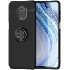 Xiaomi Redmi Note 9 Pro Kılıf Renkli Silikon Yüzüklü Standlı Auto Focus Ravel Kapak - Siyah