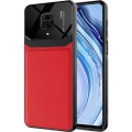 Xiaomi Redmi Note 9 Pro Kılıf Deri Görünümlü Emiks Kapak - Kırmızı