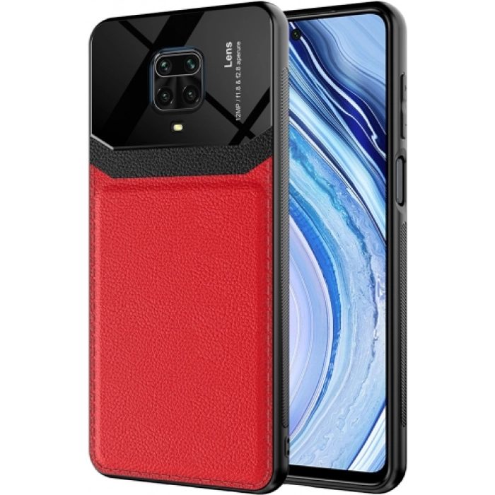 Xiaomi Redmi Note 9 Pro Kılıf Deri Görünümlü Emiks Kapak - Kırmızı