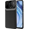 Xiaomi Redmi Note 9 Pro Kılıf Deri Görünümlü Emiks Kapak - Siyah
