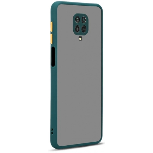 Xiaomi Redmi Note 9 Pro Kılıf Kamera Korumalı Arkası Şeffaf Mat Silikon Kapak - Koyu Yeşil