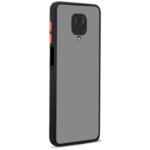 Xiaomi Redmi Note 9 Pro Kılıf Kamera Korumalı Arkası Şeffaf Mat Silikon Kapak - Siyah