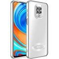 Xiaomi Redmi Note 9 Pro Kılıf Kamera Lens Korumalı Şeffaf Renkli Logo Gösteren Parlak Kapak - Gümüş