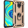 Xiaomi Redmi Note 9 Pro Kılıf Silikon Zırhlı Standlı Yüzüklü Mıknatıslı Tank Kapak - Gold
