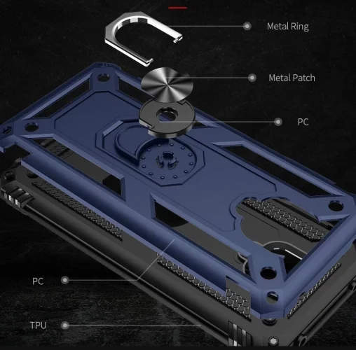 Xiaomi Redmi Note 9 Pro Kılıf Zırhlı Standlı Mıknatıslı Tank Kapak - Siyah