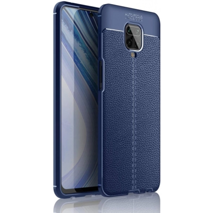 Xiaomi Redmi Note 9 Pro Kılıf Deri Görünümlü Lüks Parmak İzi Bırakmaz Niss Silikon Kapak - Lacivert