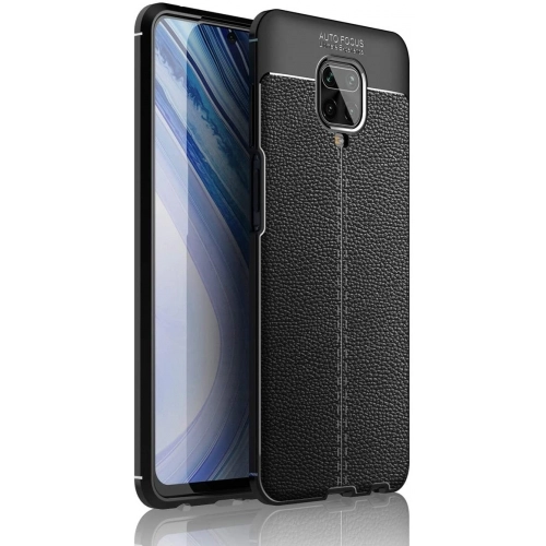 Xiaomi Redmi Note 9 Pro Kılıf Deri Görünümlü Lüks Parmak İzi Bırakmaz Niss Silikon Kapak - Siyah