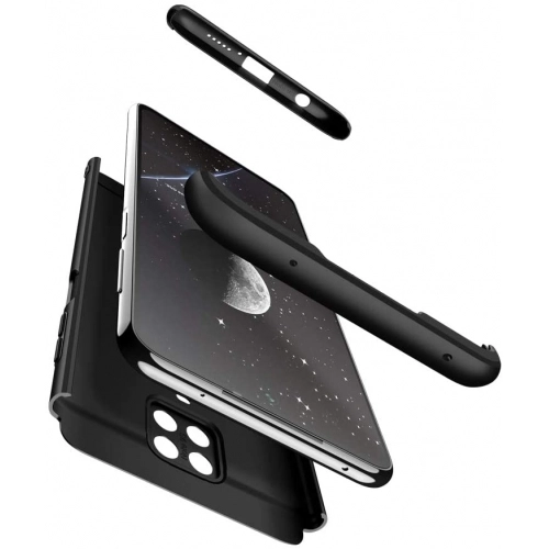 Xiaomi Redmi Note 9s Kılıf 3 Parçalı 360 Tam Korumalı Rubber AYS Kapak - Siyah