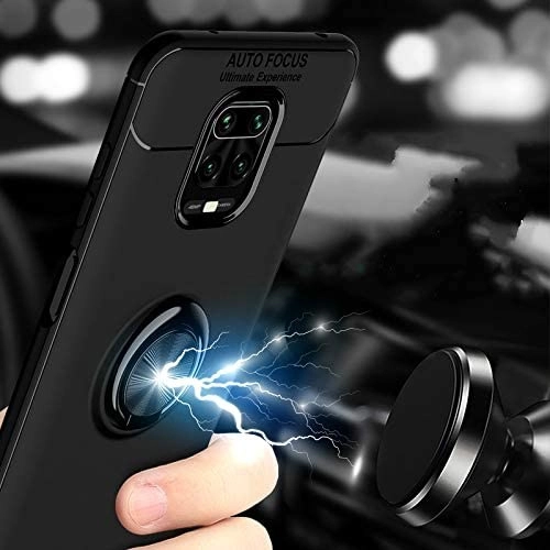 Xiaomi Redmi Note 9s Kılıf Renkli Silikon Yüzüklü Standlı Auto Focus Ravel Kapak - Kırmızı