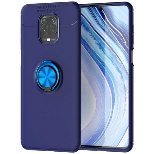 Xiaomi Redmi Note 9s Kılıf Renkli Silikon Yüzüklü Standlı Auto Focus Ravel Kapak - Mavi