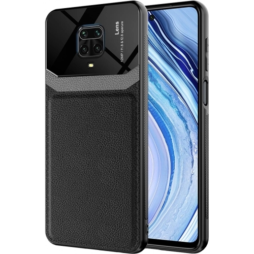 Xiaomi Redmi Note 9s Kılıf Deri Görünümlü Emiks Kapak - Siyah