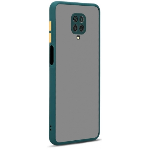 Xiaomi Redmi Note 9s Kılıf Kamera Korumalı Arkası Şeffaf Mat Silikon Kapak - Koyu Yeşil