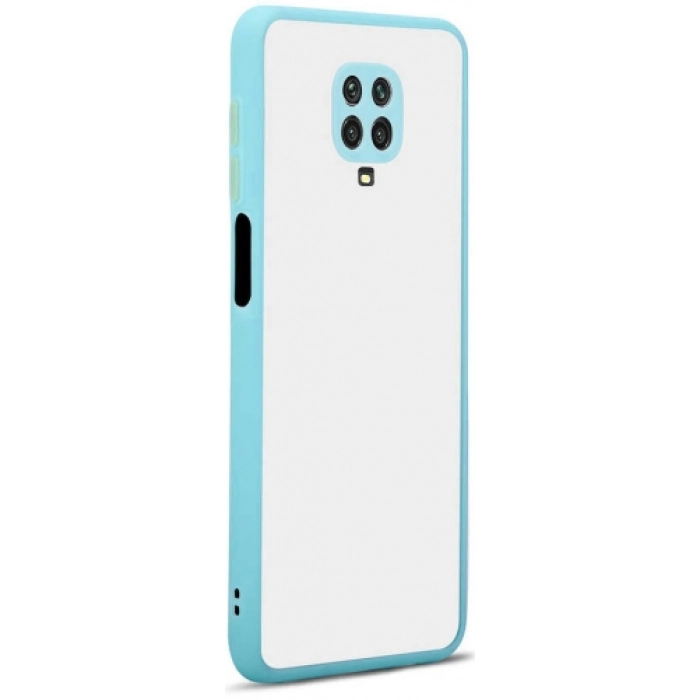 Xiaomi Redmi Note 9s Kılıf Kamera Korumalı Arkası Şeffaf Mat Silikon Kapak - Turkuaz