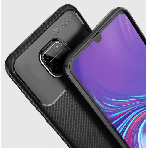 Xiaomi Redmi Note 9s Kılıf Silikon Parmak İzi Bırakmayan Karbon Soft Negro Kapak - Siyah