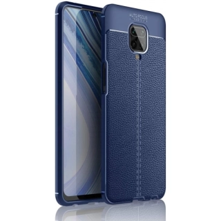 Xiaomi Redmi Note 9s Kılıf Deri Görünümlü Lüks Parmak İzi Bırakmaz Niss Silikon Kapak - Lacivert