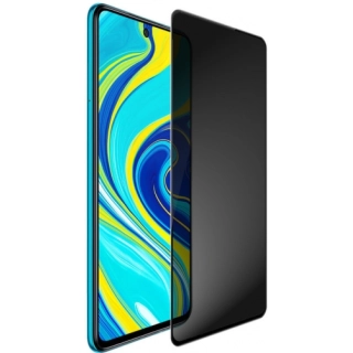Xiaomi Redmi Note 9s Kırılmaz Cam 5D Ekran Koruyucu Karartmalı Hayalet Cam Privacy Tam Kapatan - Siyah